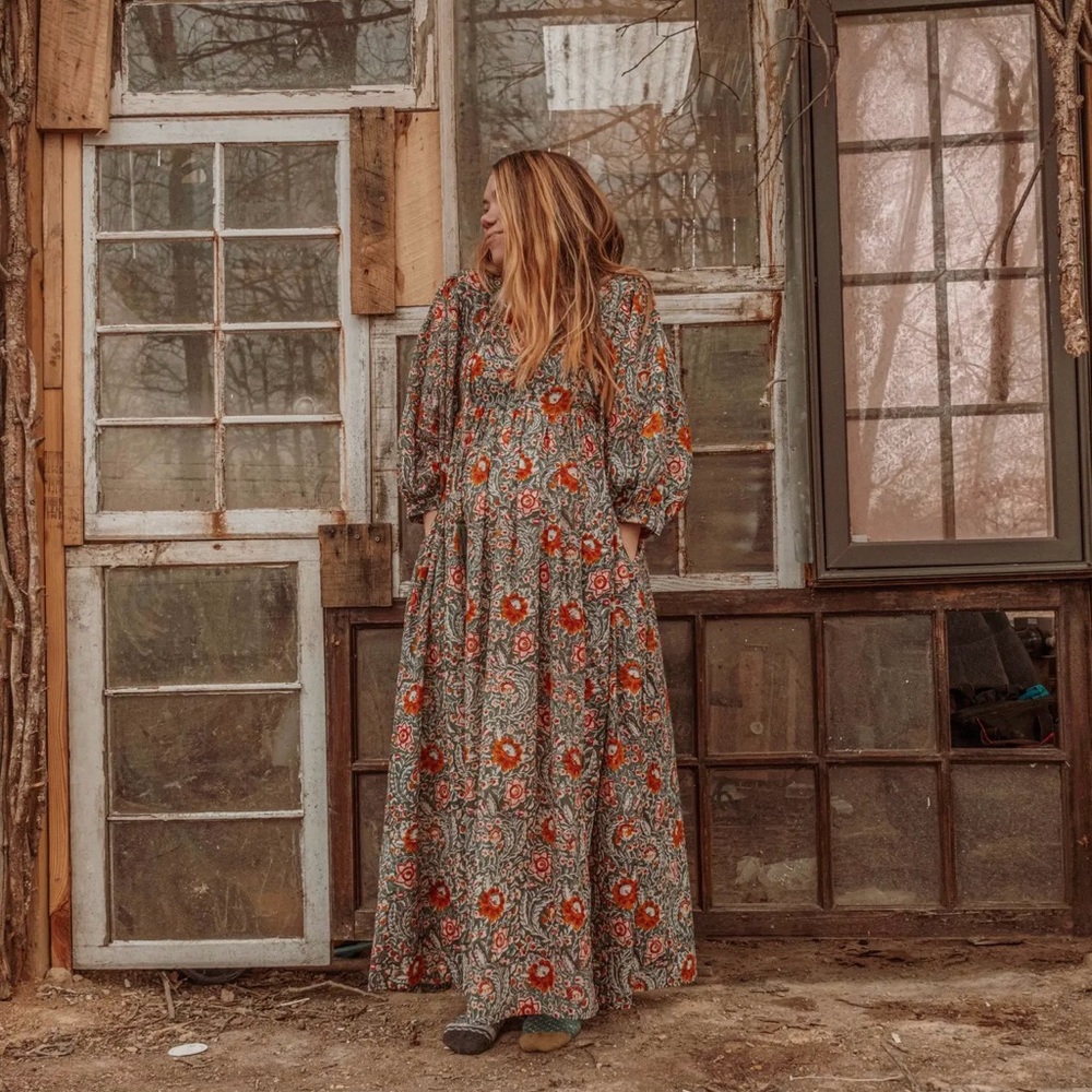 Organic Cottonblock Printed Maxi Dress, Floral Marlowe Dress